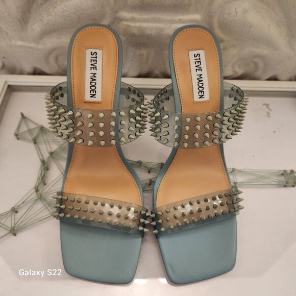 Steve Madden "Lunna" Blue Studded Heels. NWT. Size 9.5 - Picture 3 of 8